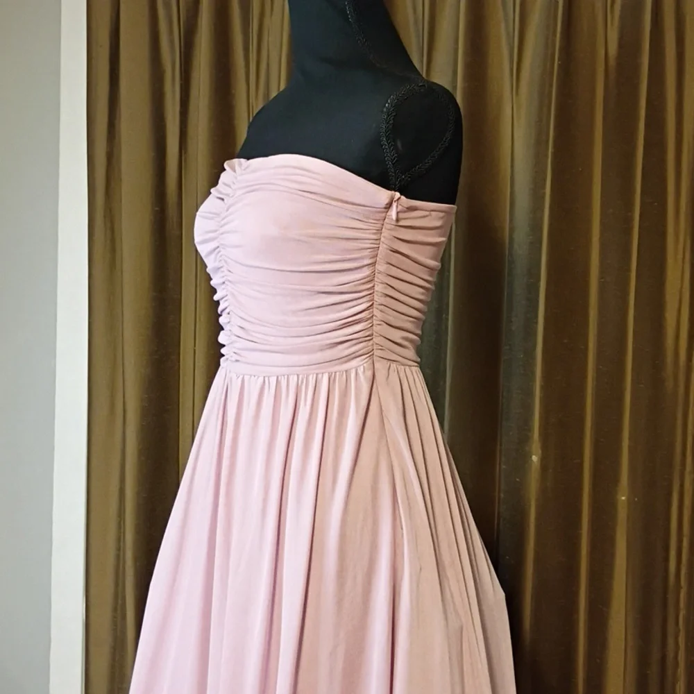 Strapless Ruched Maxi Dress in Soft Pink - Picture 3 of 14